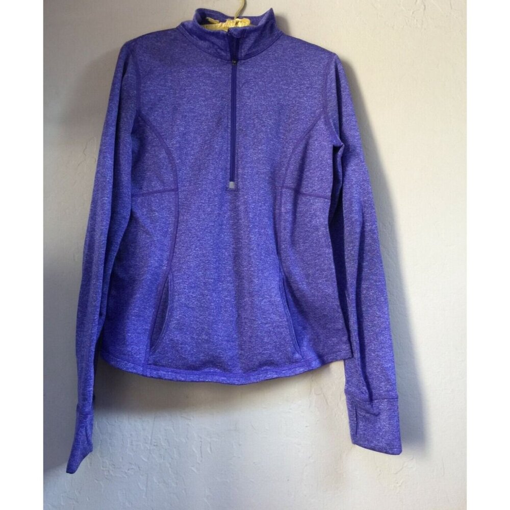 Lucy Tech Women Medium Long Sleeves Sweater Half Zip Front Pullover Blue Outdoor